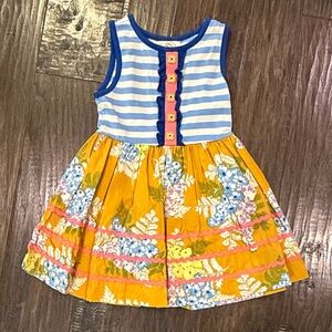 Matilda Jane Striped and Floral Kids Dress - Blue, Yellow, Pink size 2